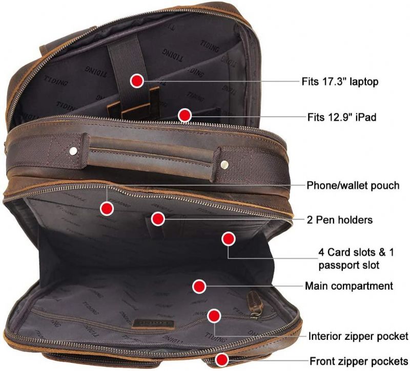 15.6 Tommer Computer Leather Backpack College 17