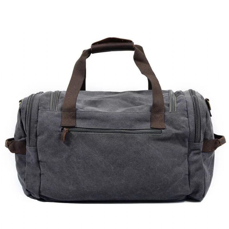 Canvas Duffel Bag Oversized Ekte Skinnvesker