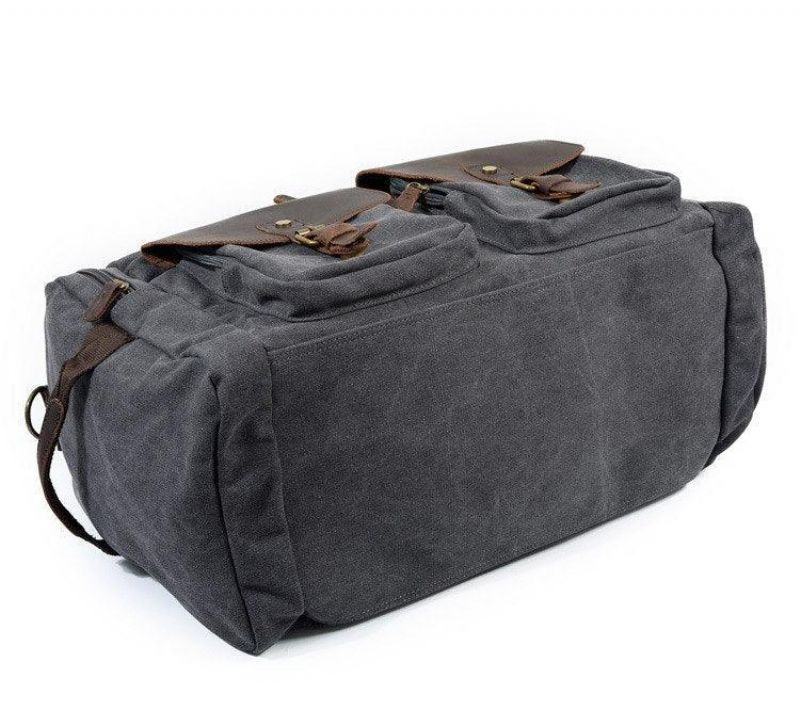 Canvas Duffel Bag Oversized Ekte Skinnvesker