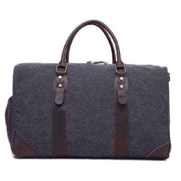 Canvas Duffel Skinn Bæreveske Weekend Tote