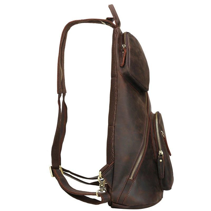 Casual Leather Sling Ryggsekk Med Usb-port