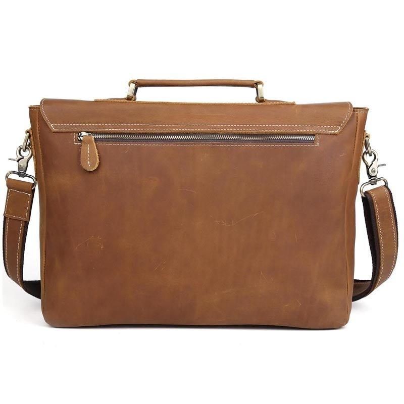 Crazy Horse Leather Messenger Bag Fit 16-tommers Bærbar Pc