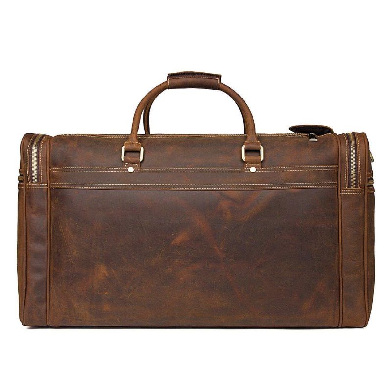 Crazy Horse Leather Weekend Bag Herre Stor Brun