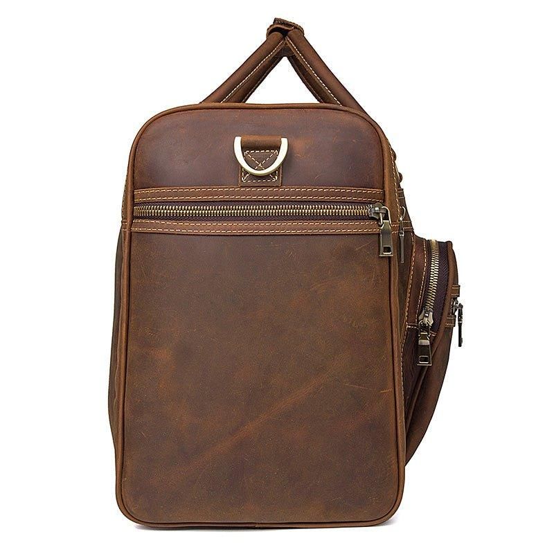 Crazy Horse Leather Weekend Bag Herre Stor Brun