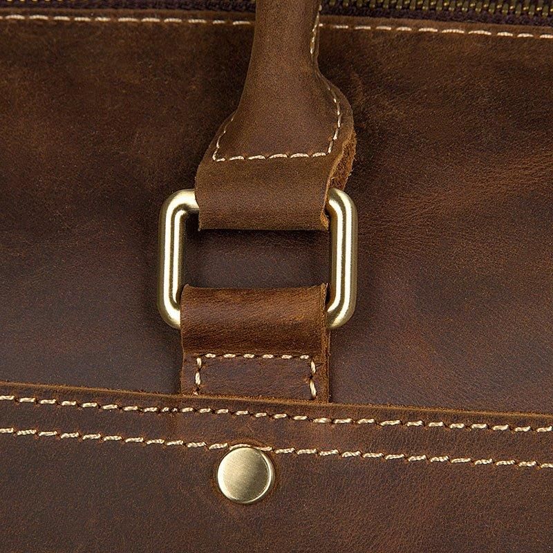 Crazy Horse Leather Weekend Bag Herre Stor Brun