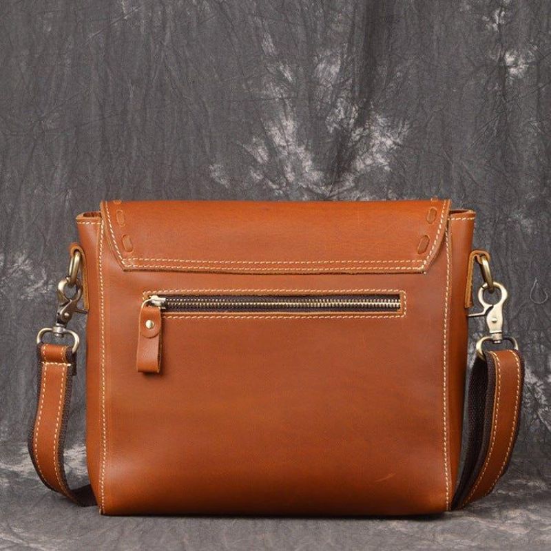 Crossbody Messenger Bag For Kvinner Håndlaget Skinn