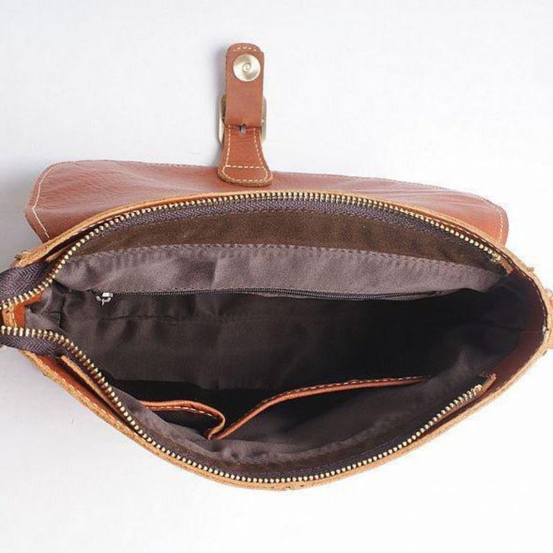 Crossbody Messenger Bag For Kvinner Håndlaget Skinn