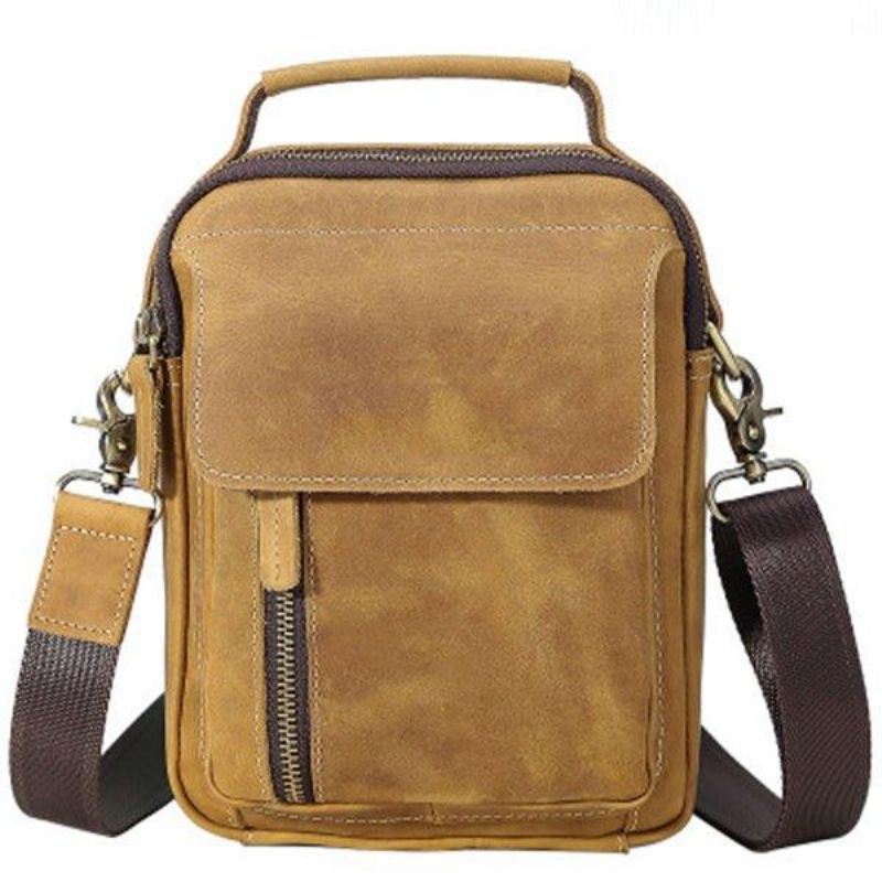 Crossbody Messenger Bag Herre Skinn Liten