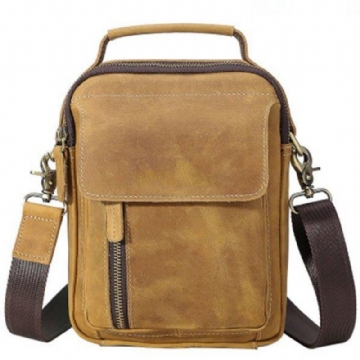 Crossbody Messenger Bag Herre Skinn Liten