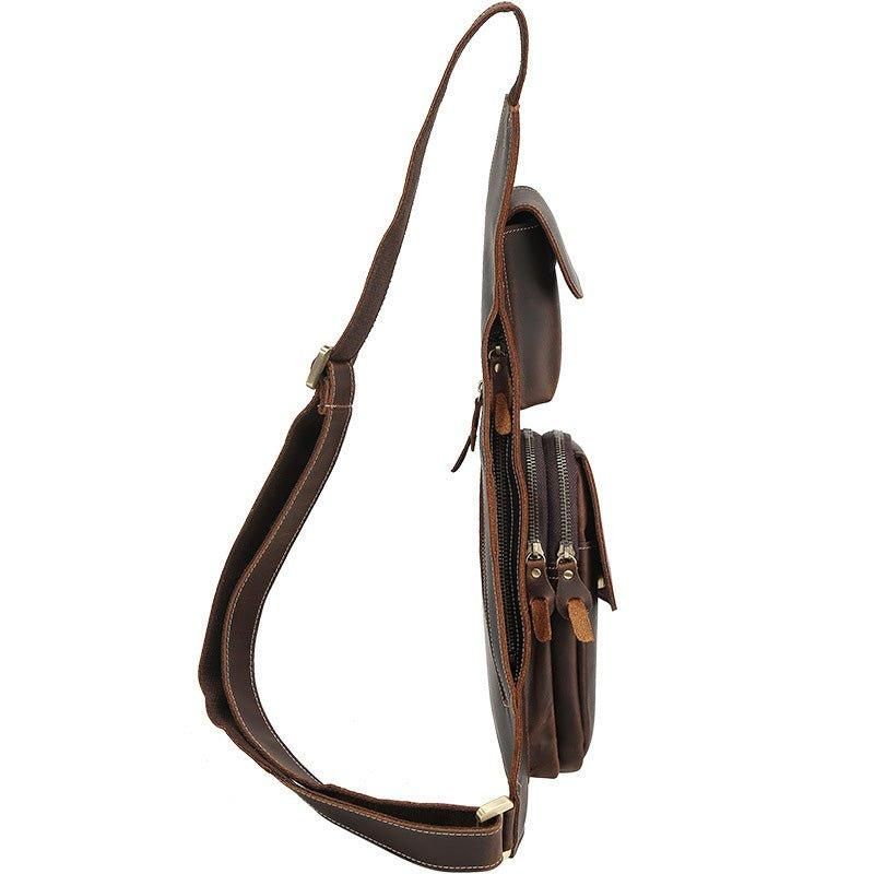 Crossbody Slyngeveske For Menn Crazy Horse Leather