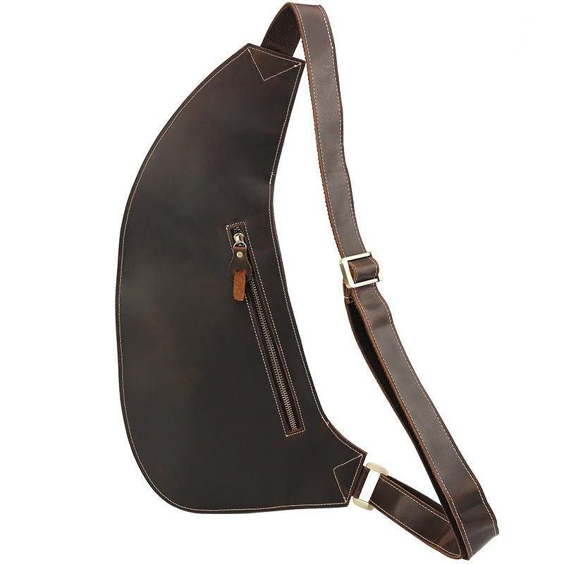 Crossbody Slyngeveske For Menn Crazy Horse Leather