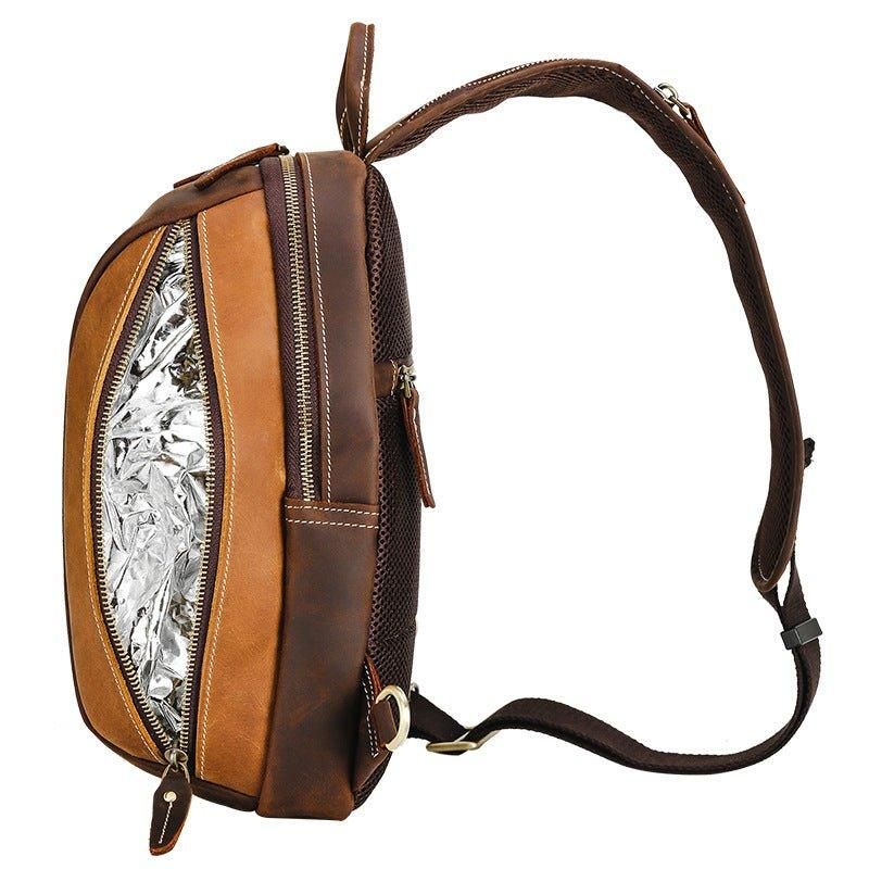 Crossbody-veske I Skulderskinn For Menn Brun