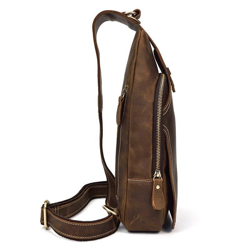 Crossbody-vesker I Skinn For Menn Sling-ryggsekk