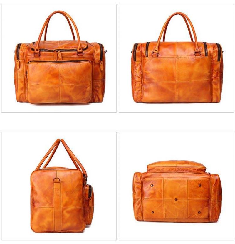 Designer Weekender Bag Skinn Vegetabilsk Garvet