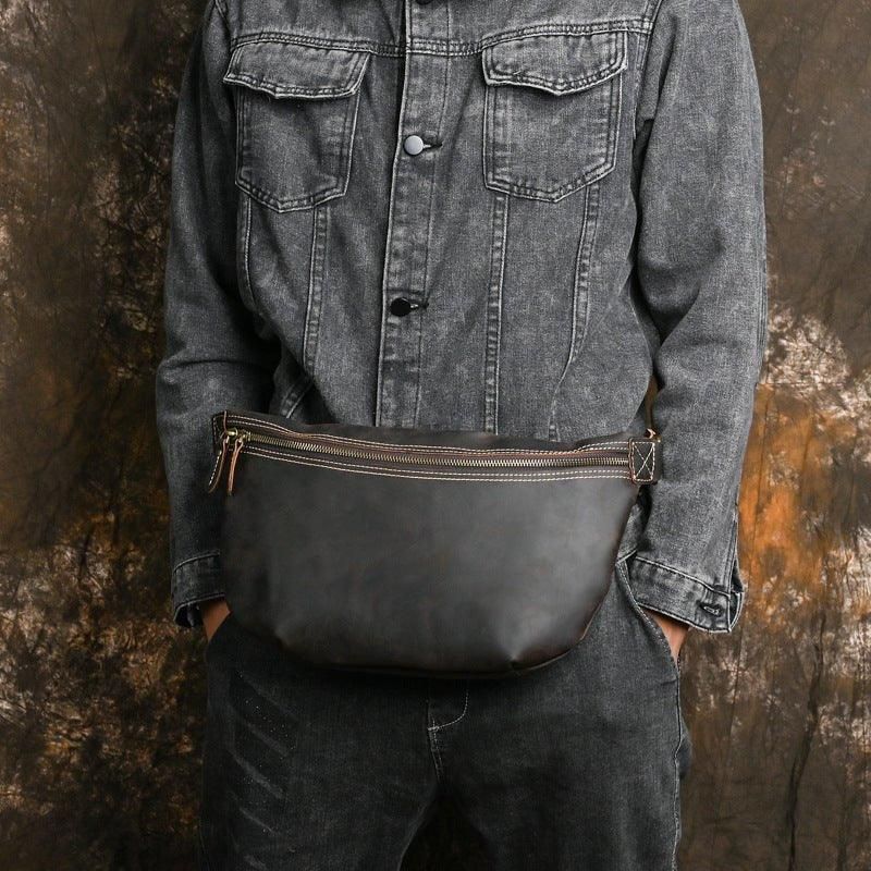 Ekte Kuskinn Sling Bag For Man