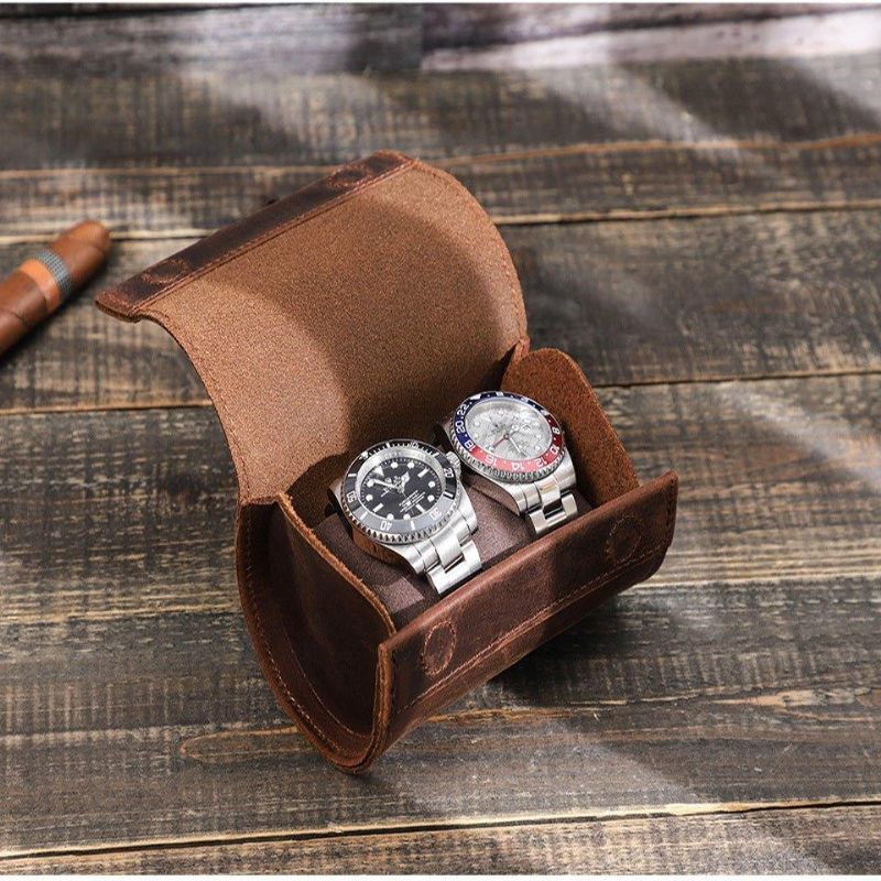 Fashion Leather Watch Roll Case For 2 Klokker