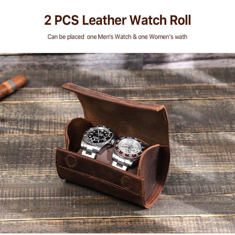 Fashion Leather Watch Roll Case For 2 Klokker