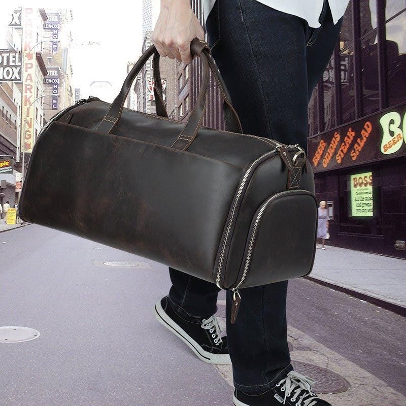 Garment Bag Duffel I Skinn Med Skorom