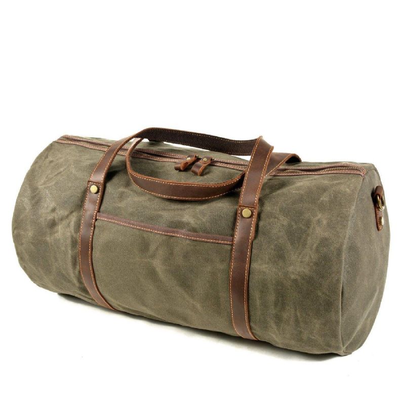 Heavy Duty Vokset Lerret Duffle Bag Carry-on Størrelse