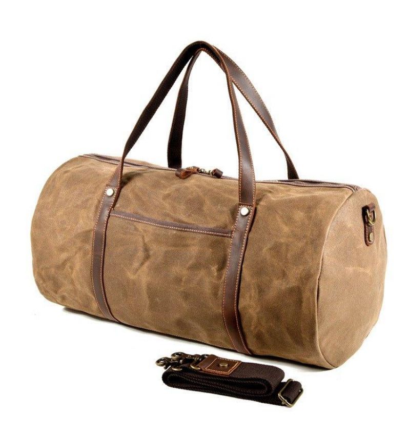 Heavy Duty Vokset Lerret Duffle Bag Carry-on Størrelse