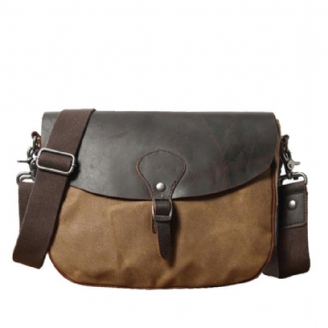 Lær Og Lerret Vintage Messenger Bag For Menn Til Ipad