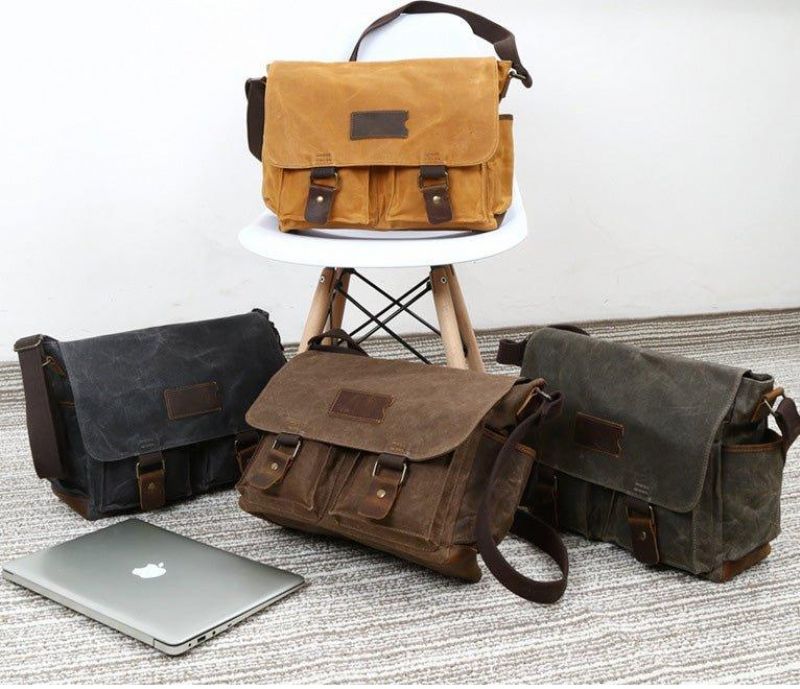 Laptop Vokset Lerret Messenger Bag Herre