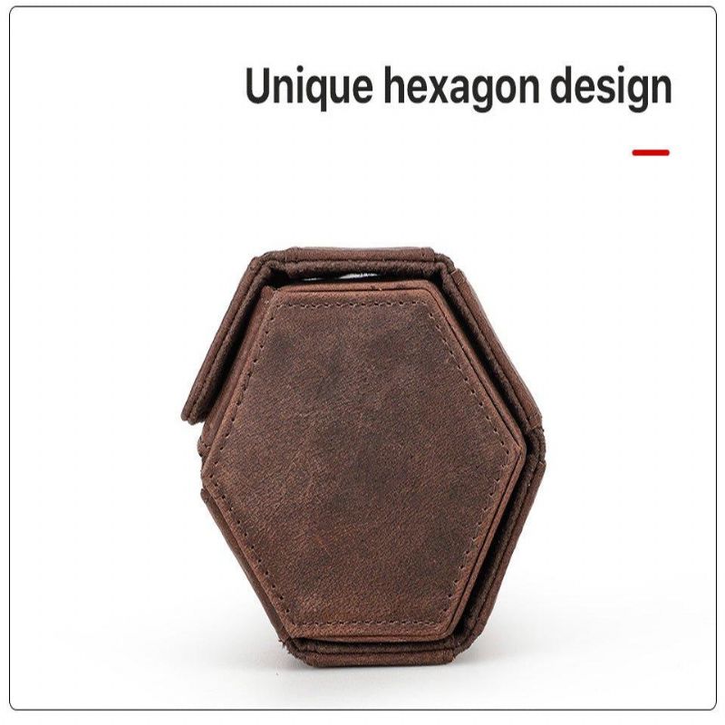 Leather Hexagon Watch Roll Case For 3 Klokker