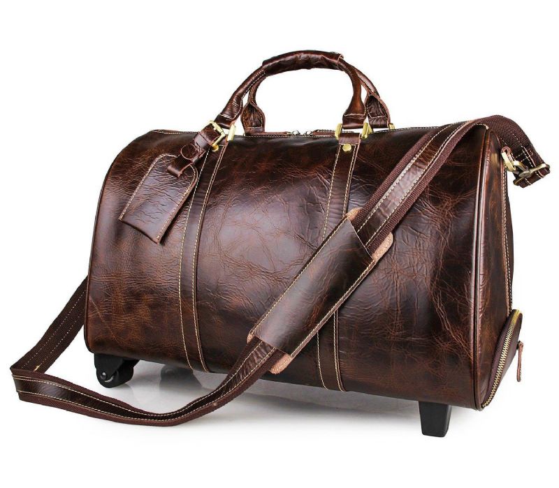 Leather Rolling Duffle Bag 20 Tommer