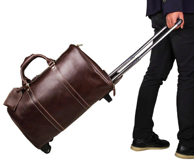 Leather Rolling Duffle Bag 20 Tommer