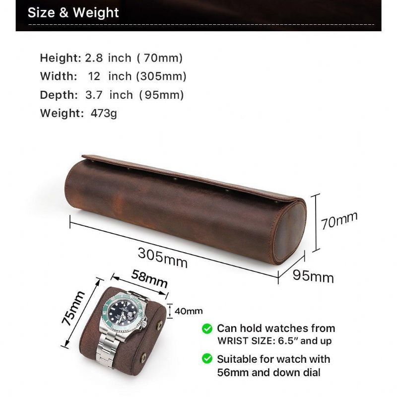 Leather Watch Roll Case For 4 Klokker