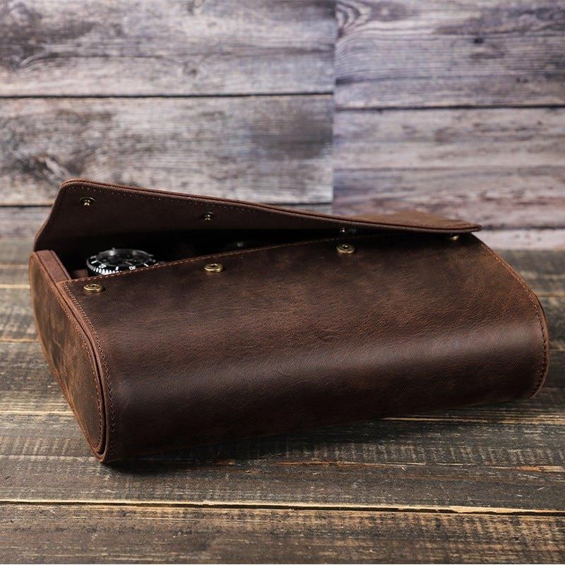 Leather Watch Roll Case For 6 Klokker