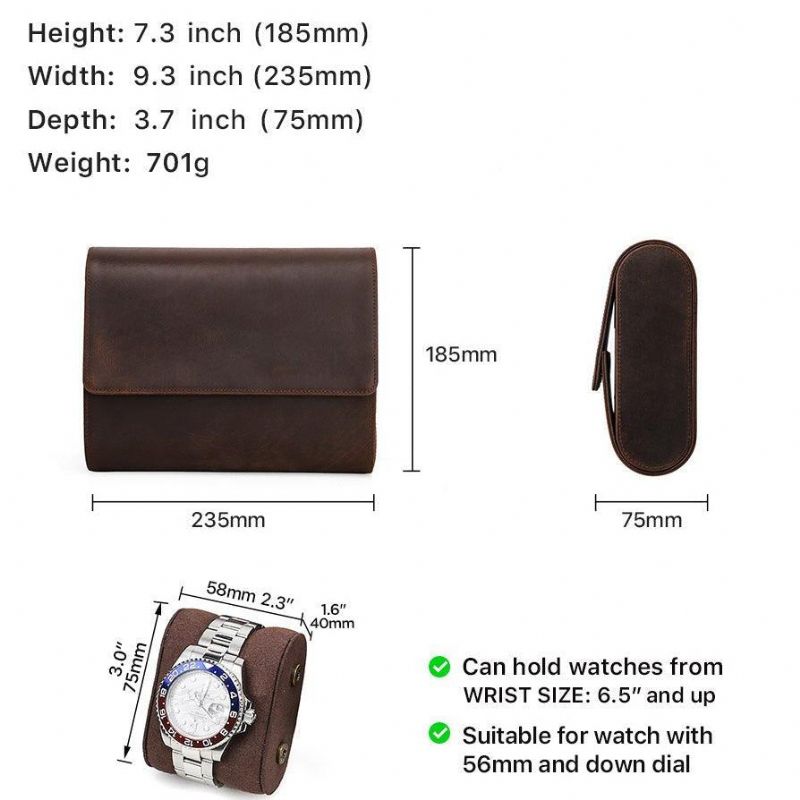 Leather Watch Roll Case For 6 Klokker