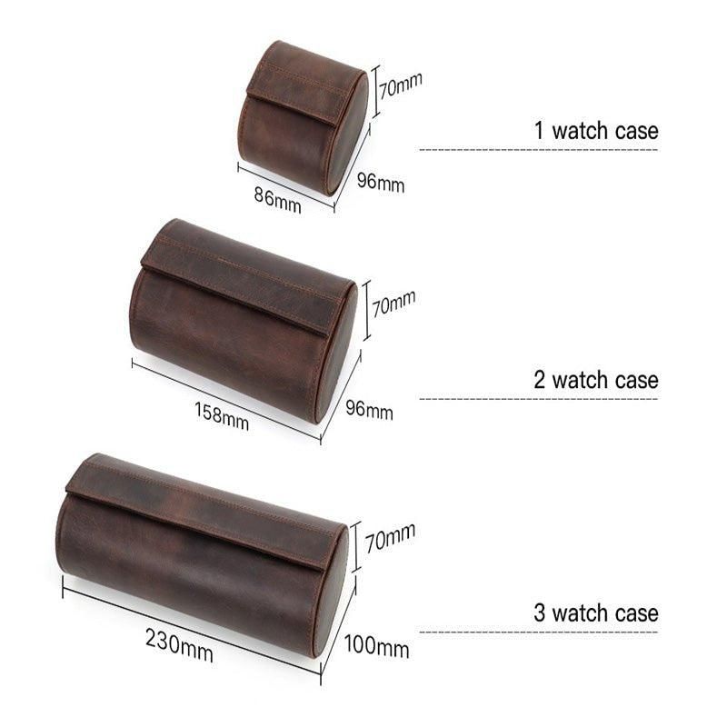 Leather Watch Roll Case For Menn 3 Klokker