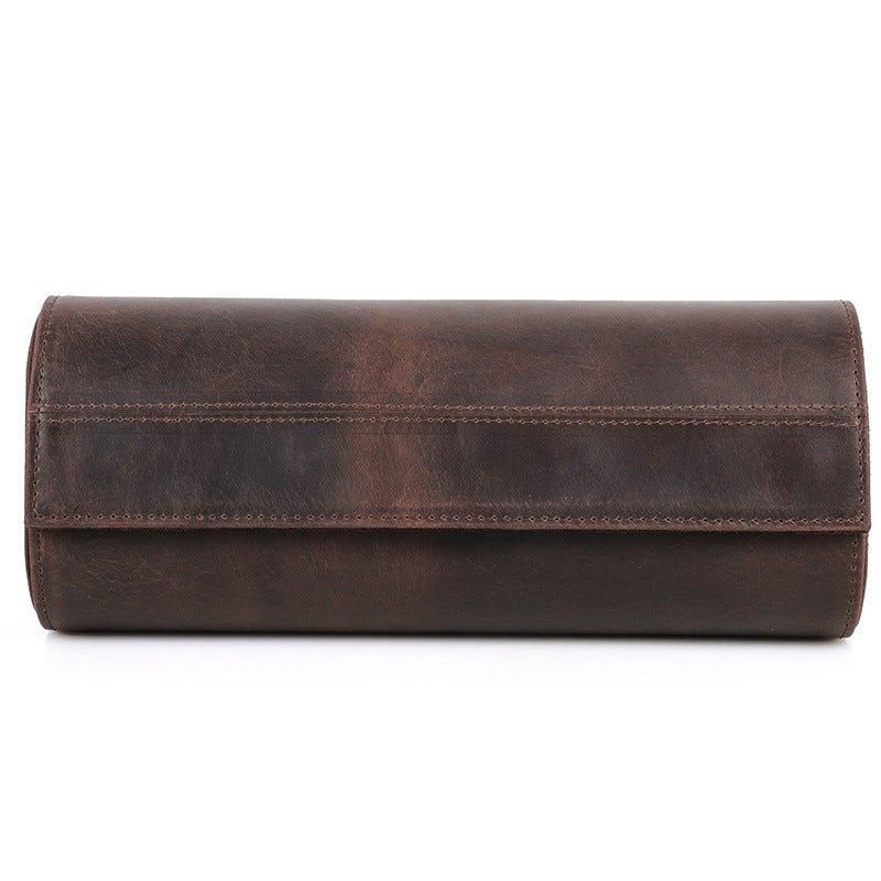 Leather Watch Roll Case For Menn 3 Klokker