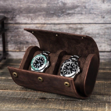 Leather Watch Rolls Case For 2 Klokker