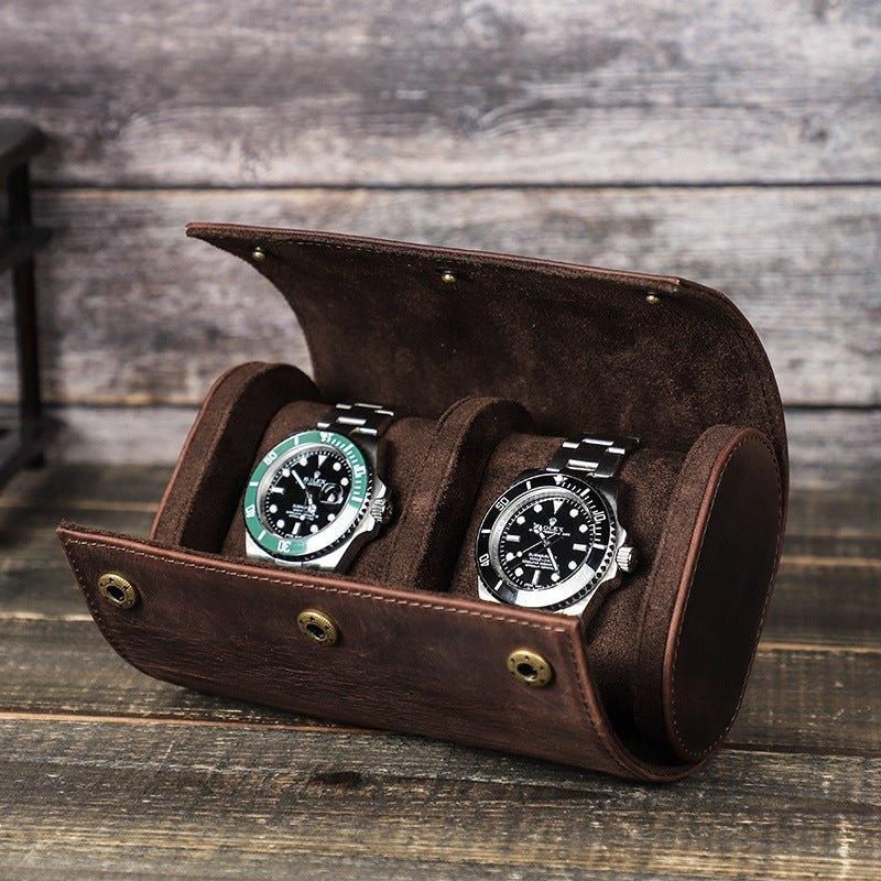 Leather Watch Rolls Case For 2 Klokker