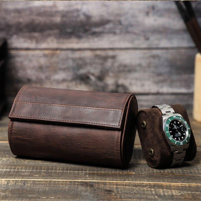 Leather Watch Rolls Case For 2 Klokker