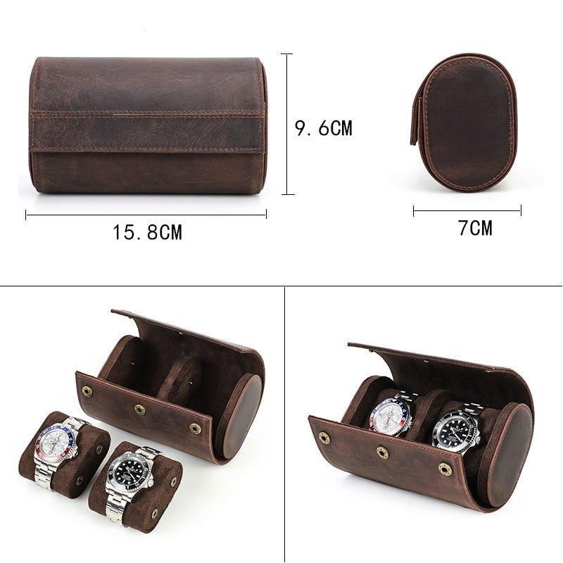 Leather Watch Rolls Case For 2 Klokker