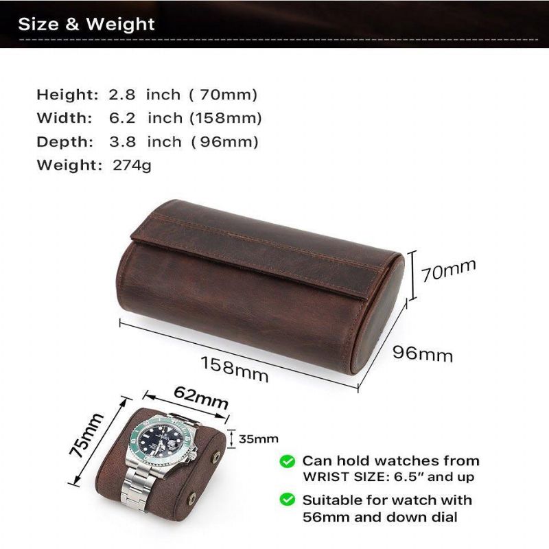 Leather Watch Rolls Case For 2 Klokker