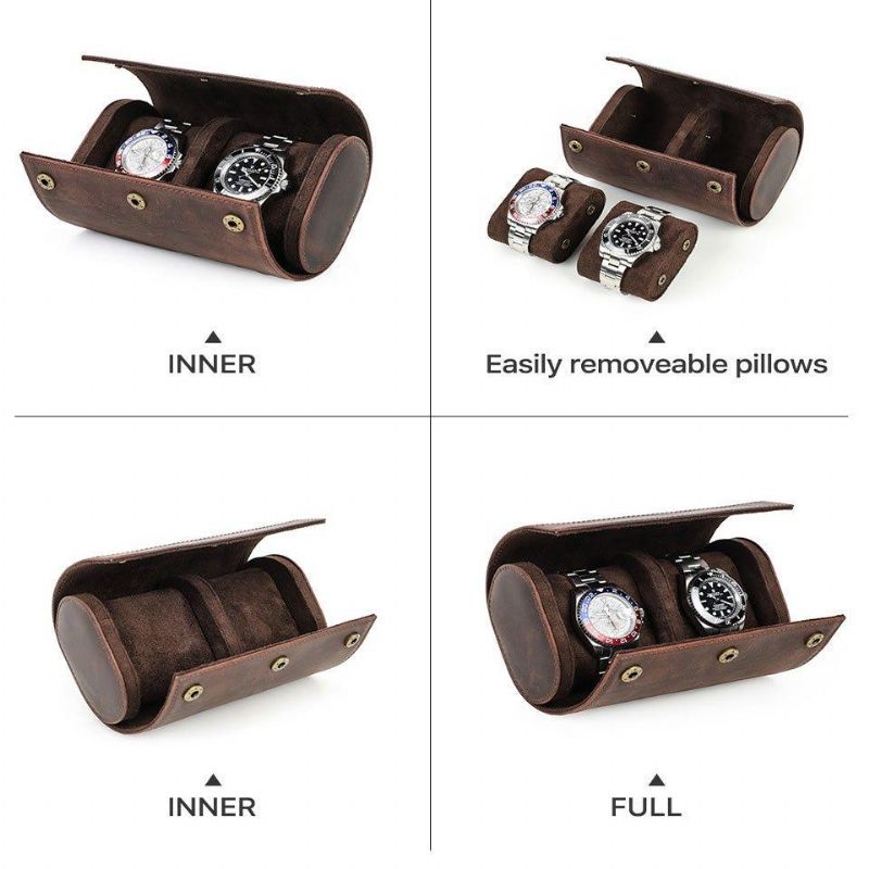 Leather Watch Rolls Case For 2 Klokker