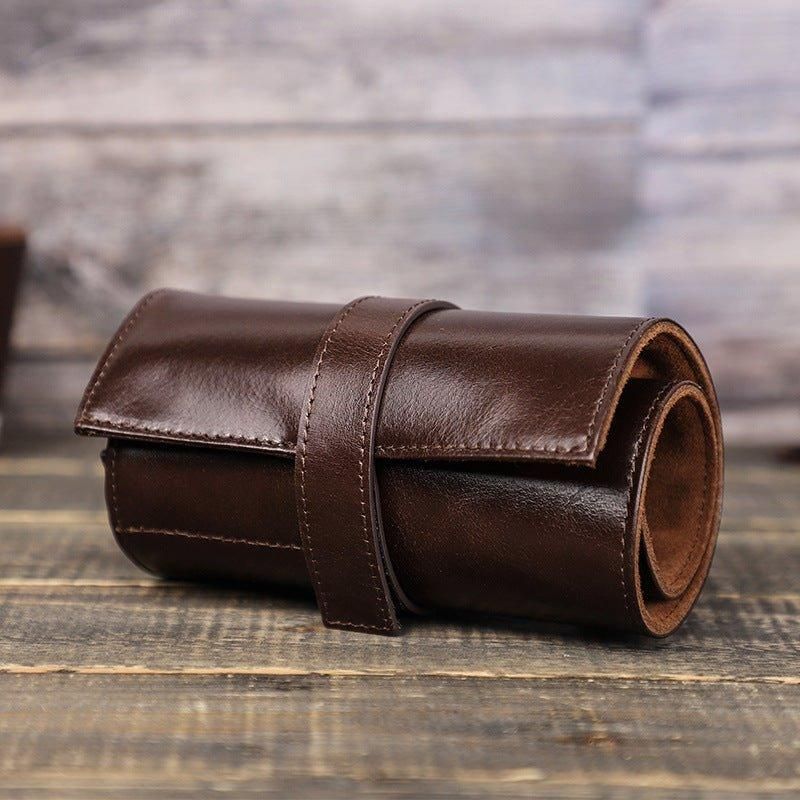 Leather Watch Travel Roll Case For 6 Klokker