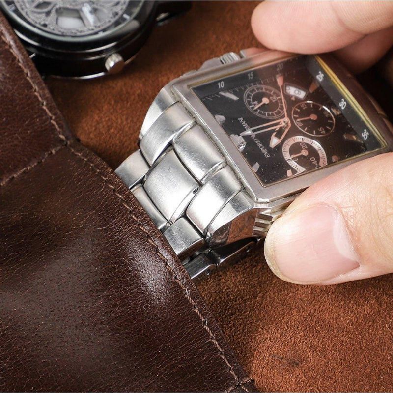 Leather Watch Travel Roll Case For 6 Klokker