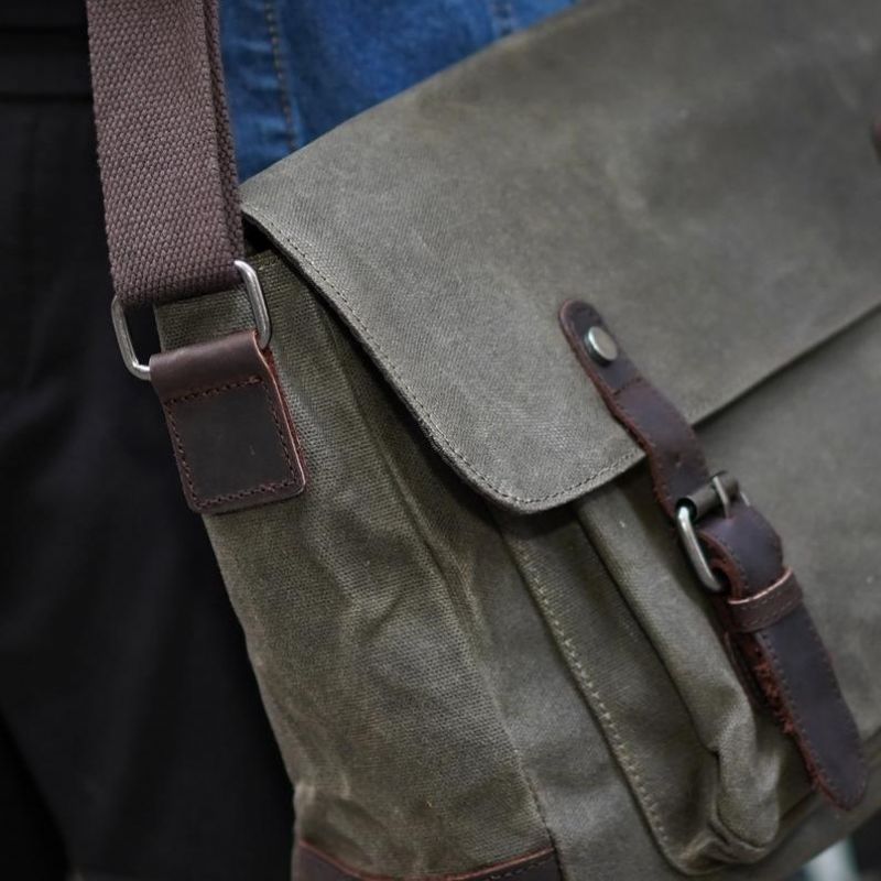 Lerret Messenger Bag For Menn Crossbody