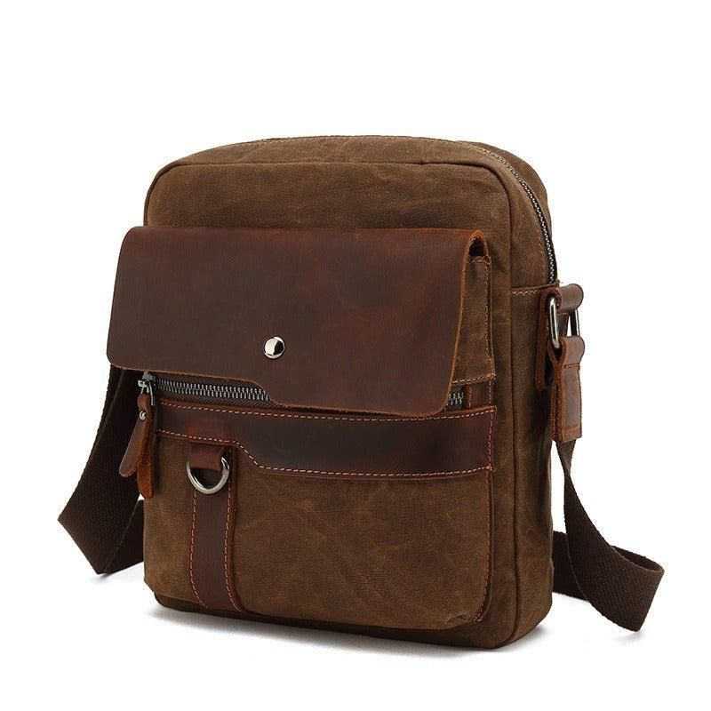 Liten Crossbody Messenger Bag I Lerret For Menn