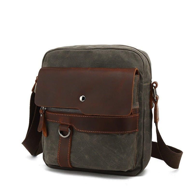 Liten Crossbody Messenger Bag I Lerret For Menn