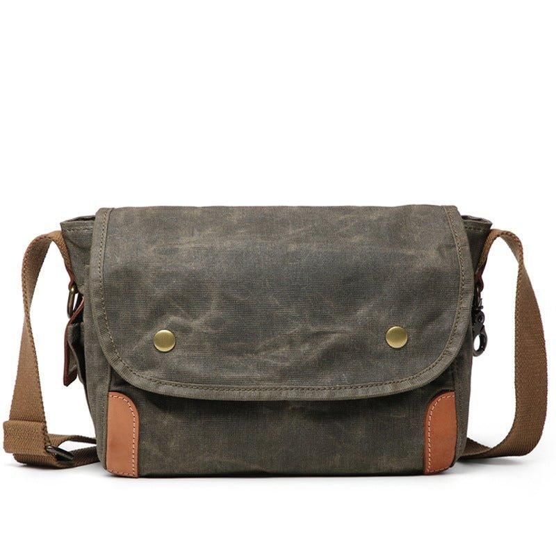 Liten Messenger Bag Vokset Lerret Herre