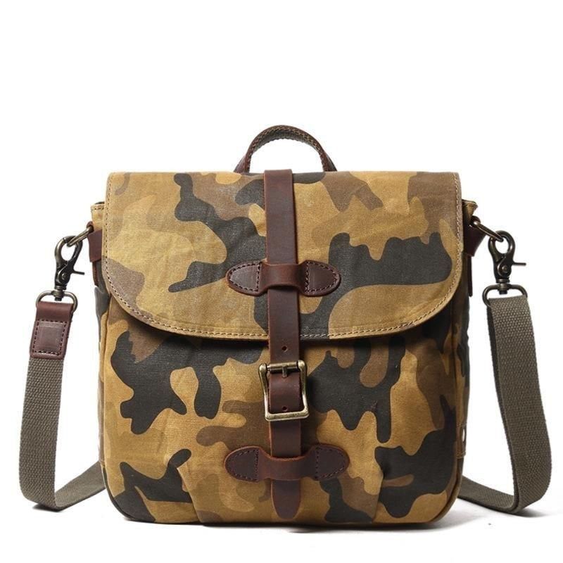 Liten Military Messenger Bag I Lerret For Menn