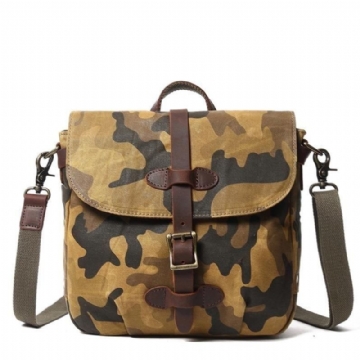 Liten Military Messenger Bag I Lerret For Menn