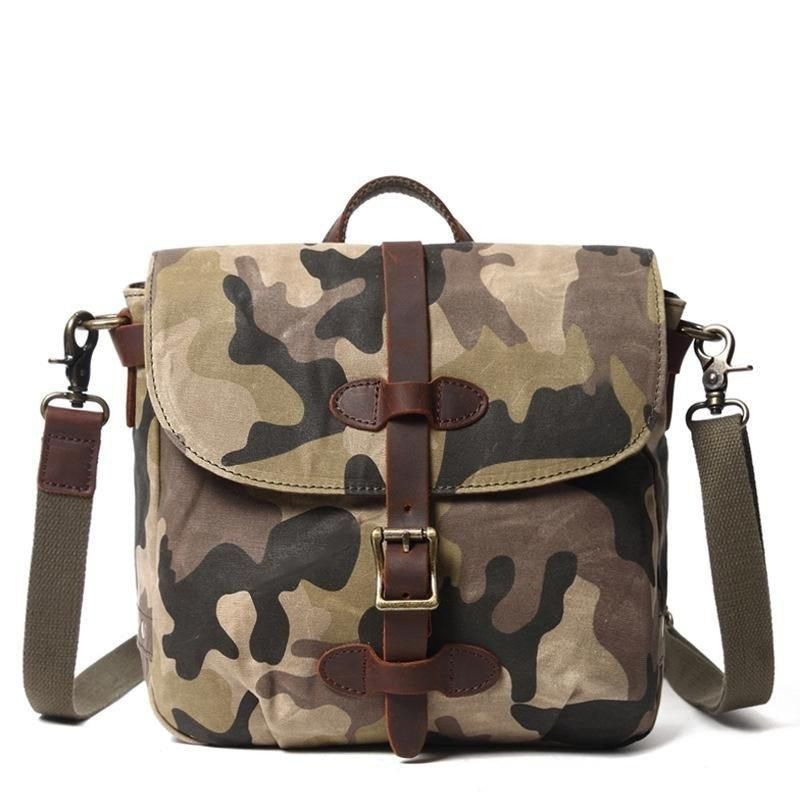 Liten Military Messenger Bag I Lerret For Menn