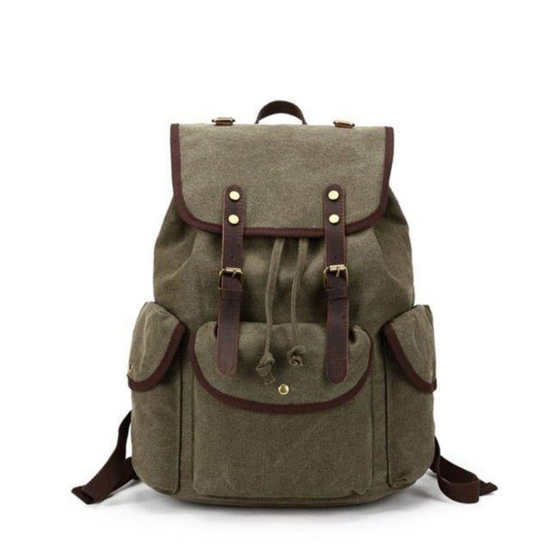 Menn Casual Canvas Ryggsekk Vintage Camping Daypack